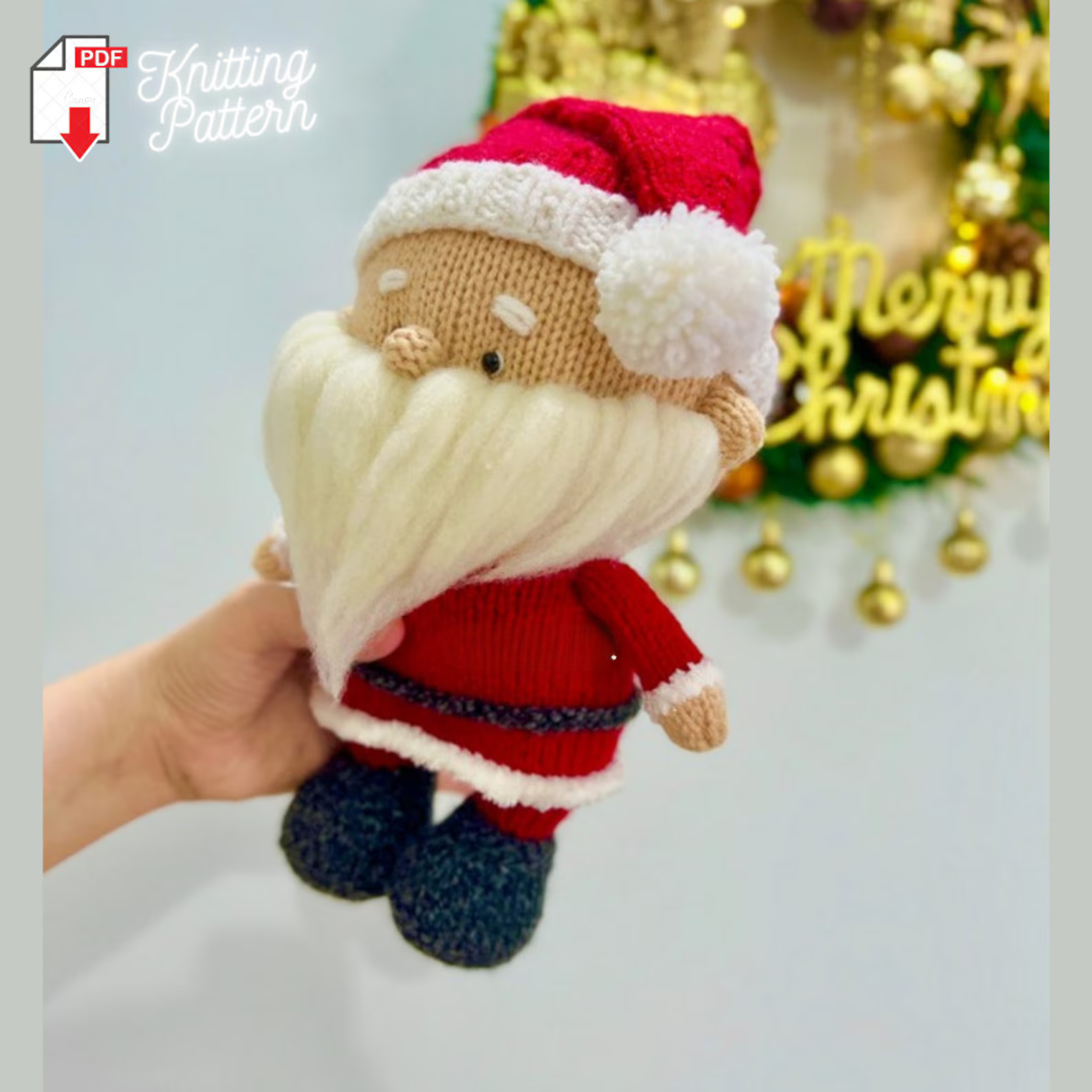 Santa Claus Christmas Ornament – Digital Knitting Pattern