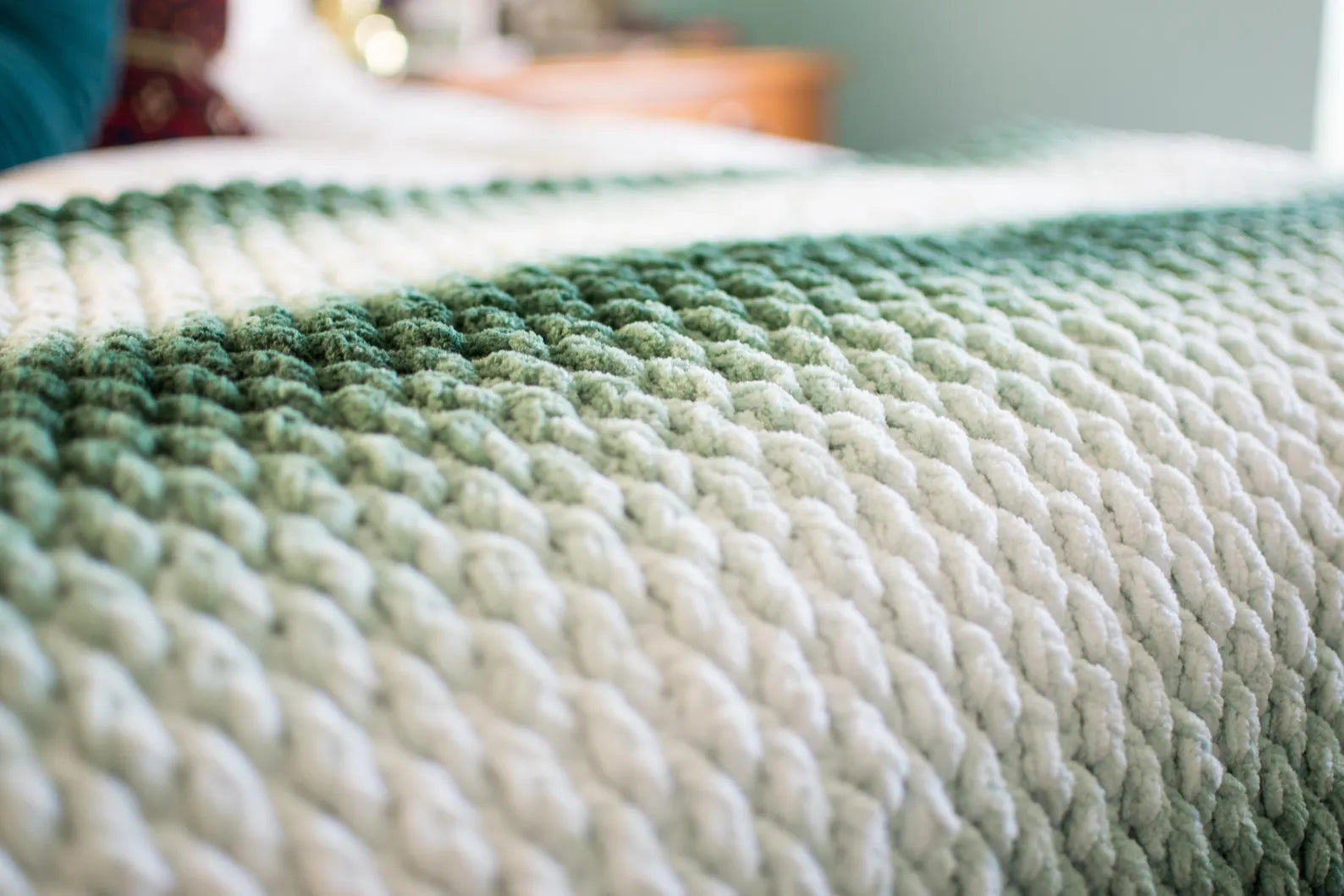 Chunky Evergreen Throw Blanket Crochet Pattern