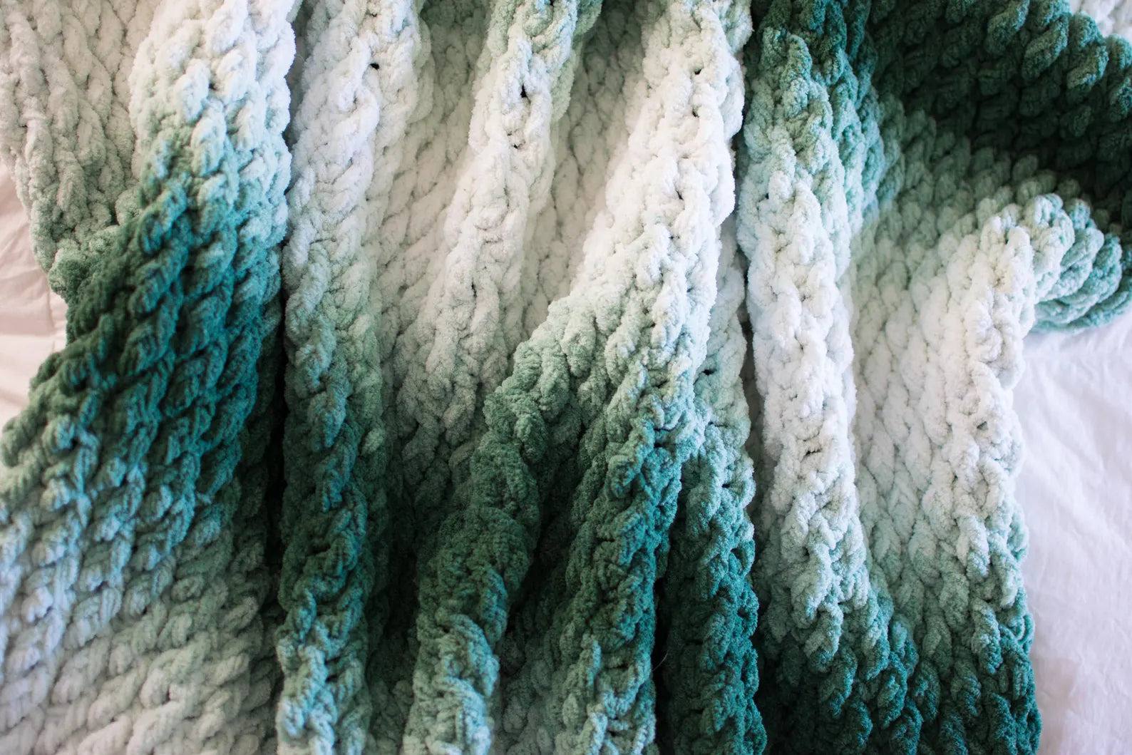 Chunky Evergreen Throw Blanket Crochet Pattern